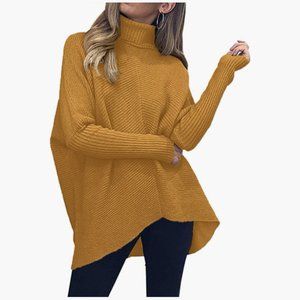 Turtleneck batwing casual sweater knit top